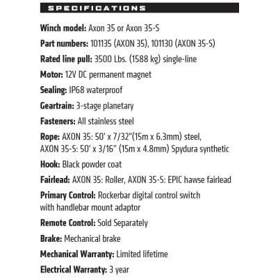 Electric winch Warn Axon 35-S